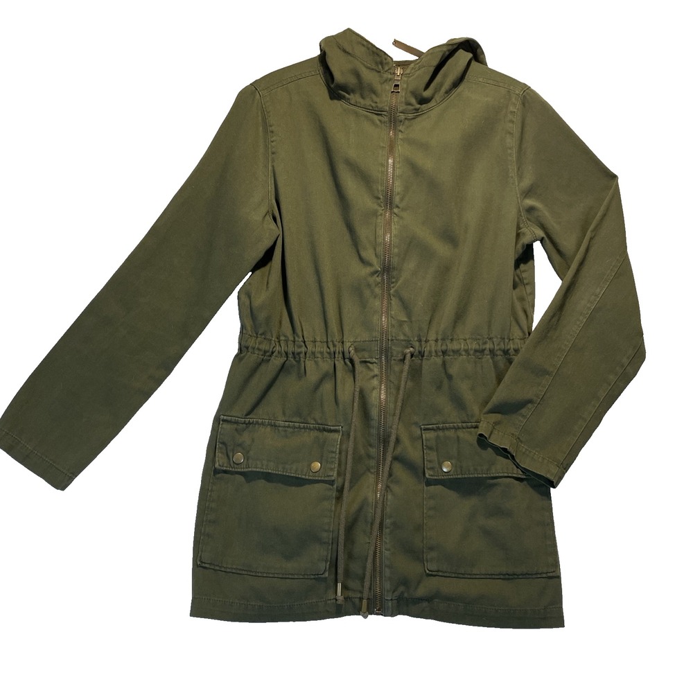 Old Navy Woman's Jacket‎ Size Small Petite Olive Safari Utility Parka hooded